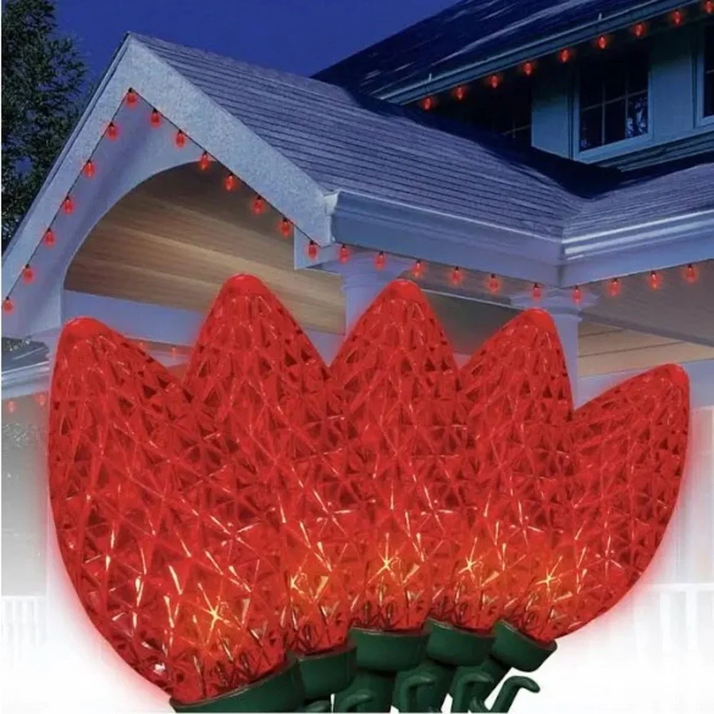 Red 400 Super Bright C9 LED Christmas Lights on Spool - New - Never Used